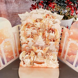 Tarjeta de felicitación emergente en 3D con escena de ángel, tarjeta de Jesucristo, tarjeta de Navidad, tarjeta festiva, tarjeta de agradecimiento de cumpleaños, impresionante tarjeta emergente, lindos regalos