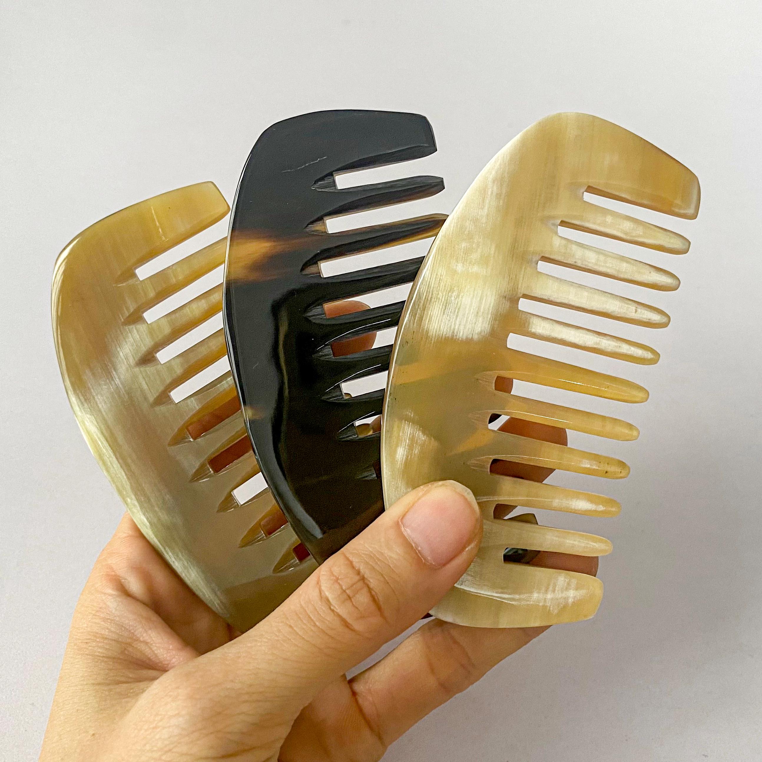 Middle Comb Handmade Comb Wide-tooth Natural Buffalo Horn Comb, Eco-friendly Pocket ...