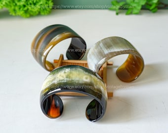 Bracciale in corno di bufalo naturale, altezza 3,5 cm, braccialetti in vero corno, polsino largo a C, bracciale in corno, bracciale boho, gioielli in corno di bufalo, regalo per lei