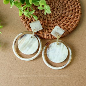 Genuine Earrings Natural Buffalo Earrings, Chunky Horn Earrings, Buffalo Horn Jewelry, Boho Earrings Ethnic Earrings Gift for her Great Gift