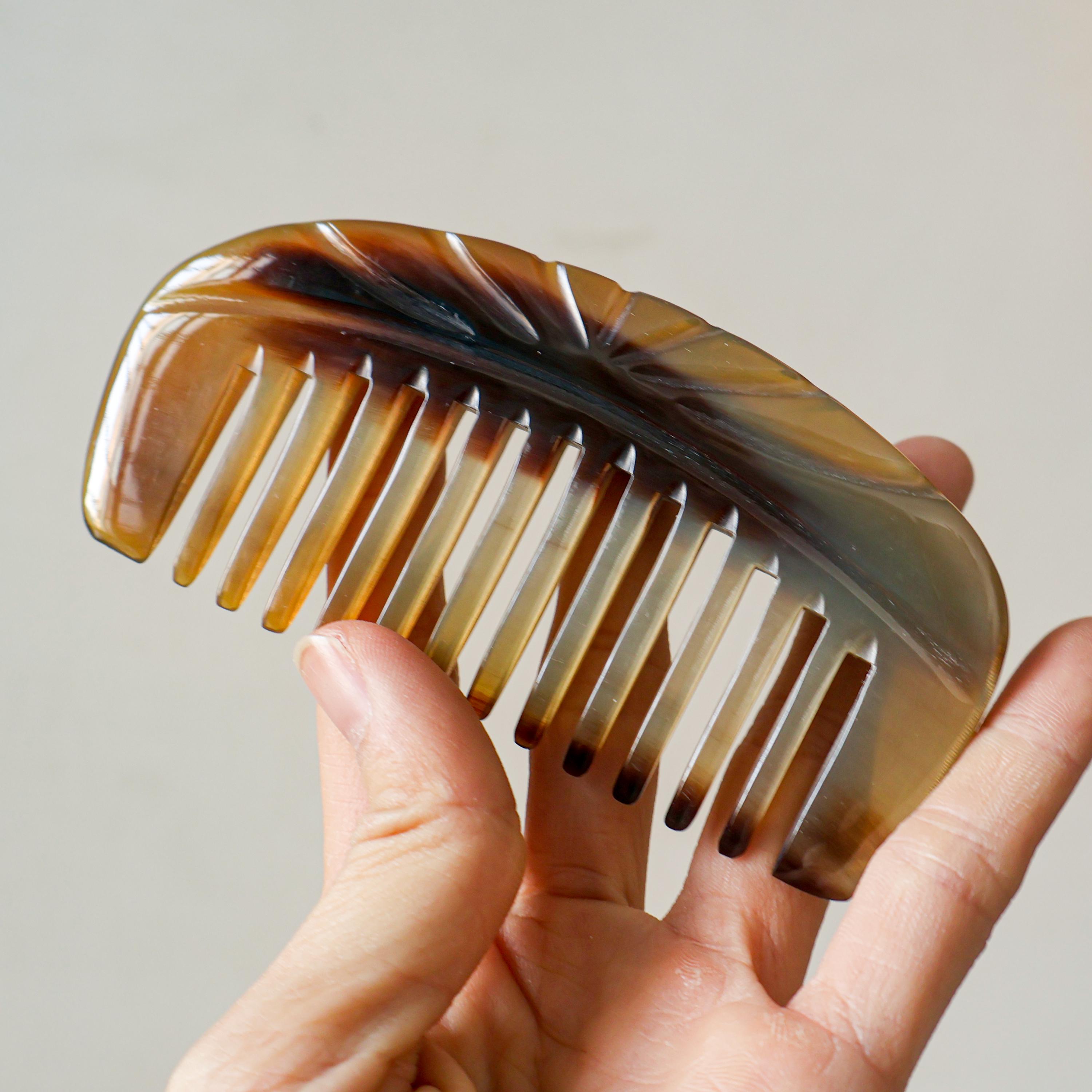 Middle Comb Handmade Real Buffalo Ox Horn Comb, Eco-friendly Pocket Comb, Anti ...