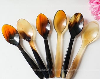 Personalisierte echte natürliche Büffel Löffel Horn Tee Caddy Löffel Gewürzlöffel Baby Löffel Servierlöffel Eierlöffel Horn Besteck Gesundheit Sicherheit