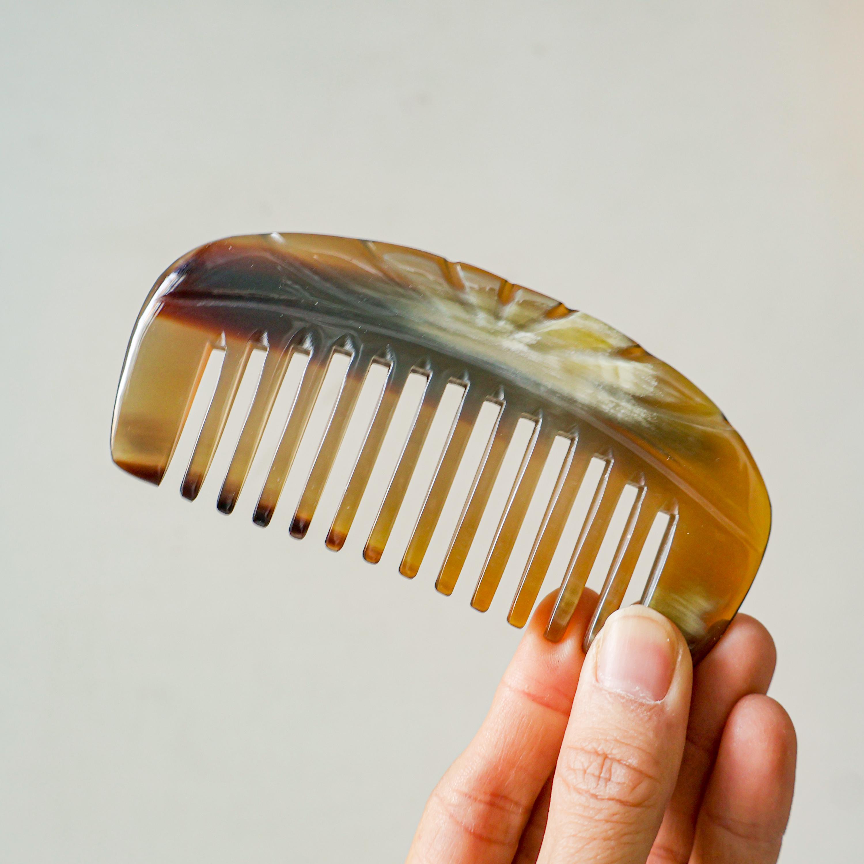 Middle Comb Handmade Real Buffalo Ox Horn Comb, Eco-friendly Pocket Comb, Anti ...