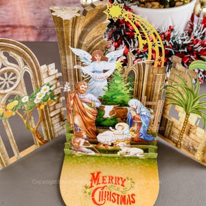 3D-pop-upwenskaart HEILIGE NACHT Kerstkaart Feestdagenkaart Verjaardagskaart Pop-upkaart Verrassing Cadeau voor kerst Nieuwjaarskaart
