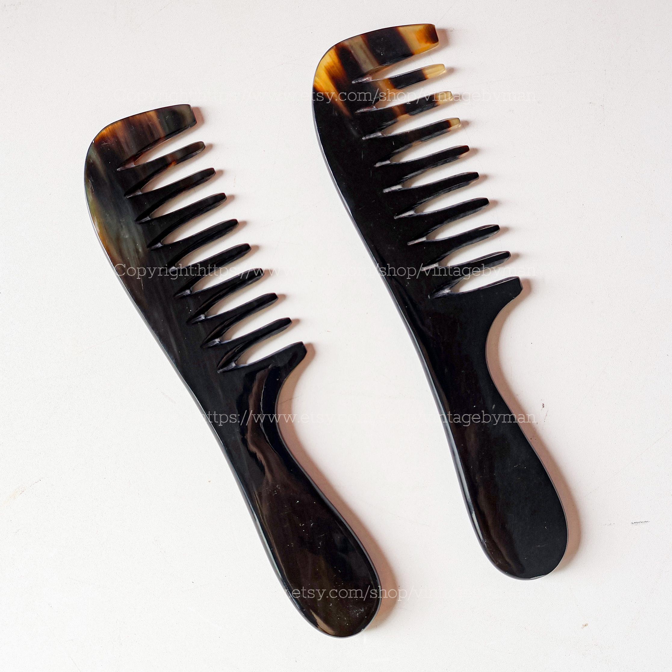 Middle Comb Handmade Natural Buffalo Horn Comb, Eco-friendly Wide Tooth Pocket Comb ...