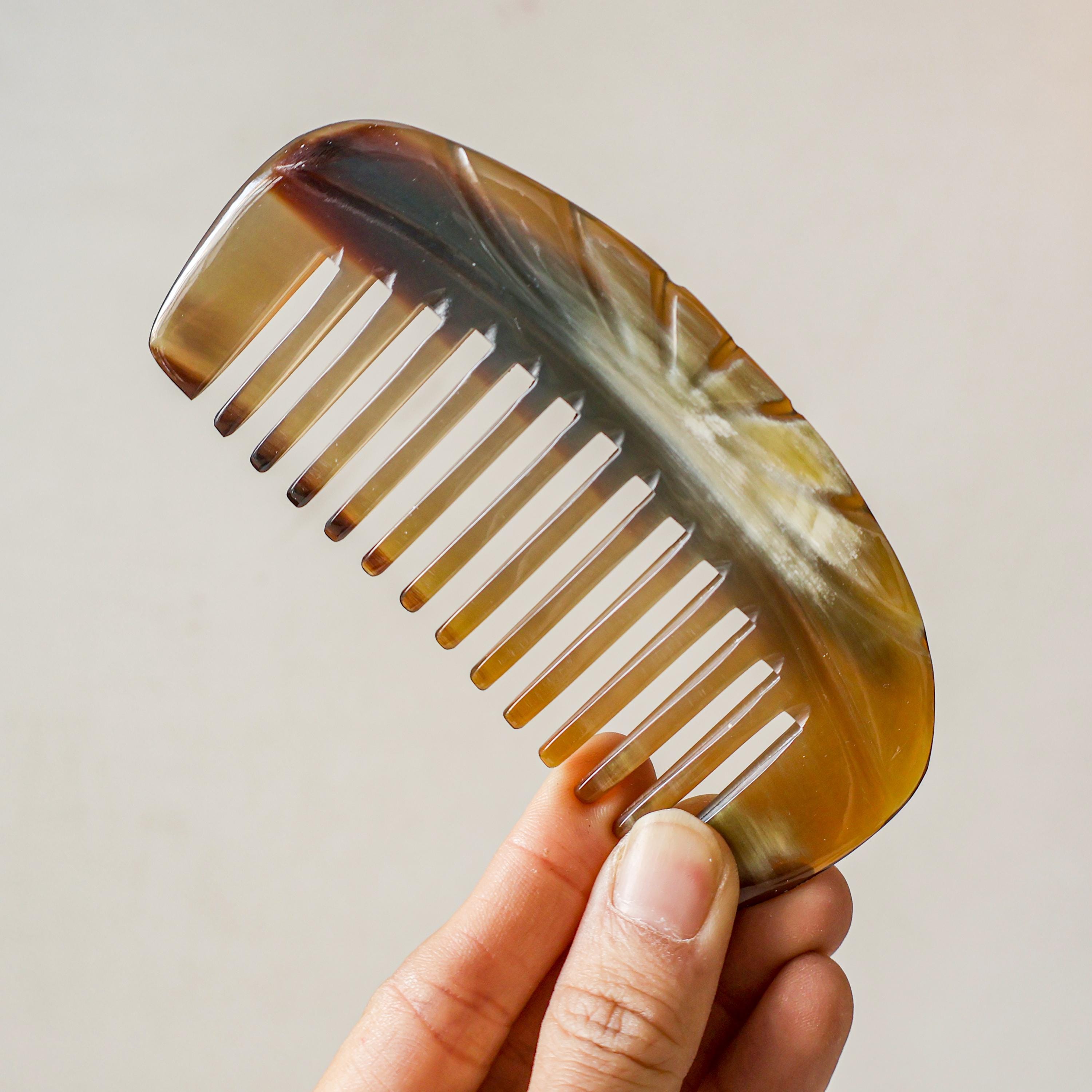 Middle Comb Handmade Real Buffalo Ox Horn Comb, Eco-friendly Pocket Comb, Anti ...