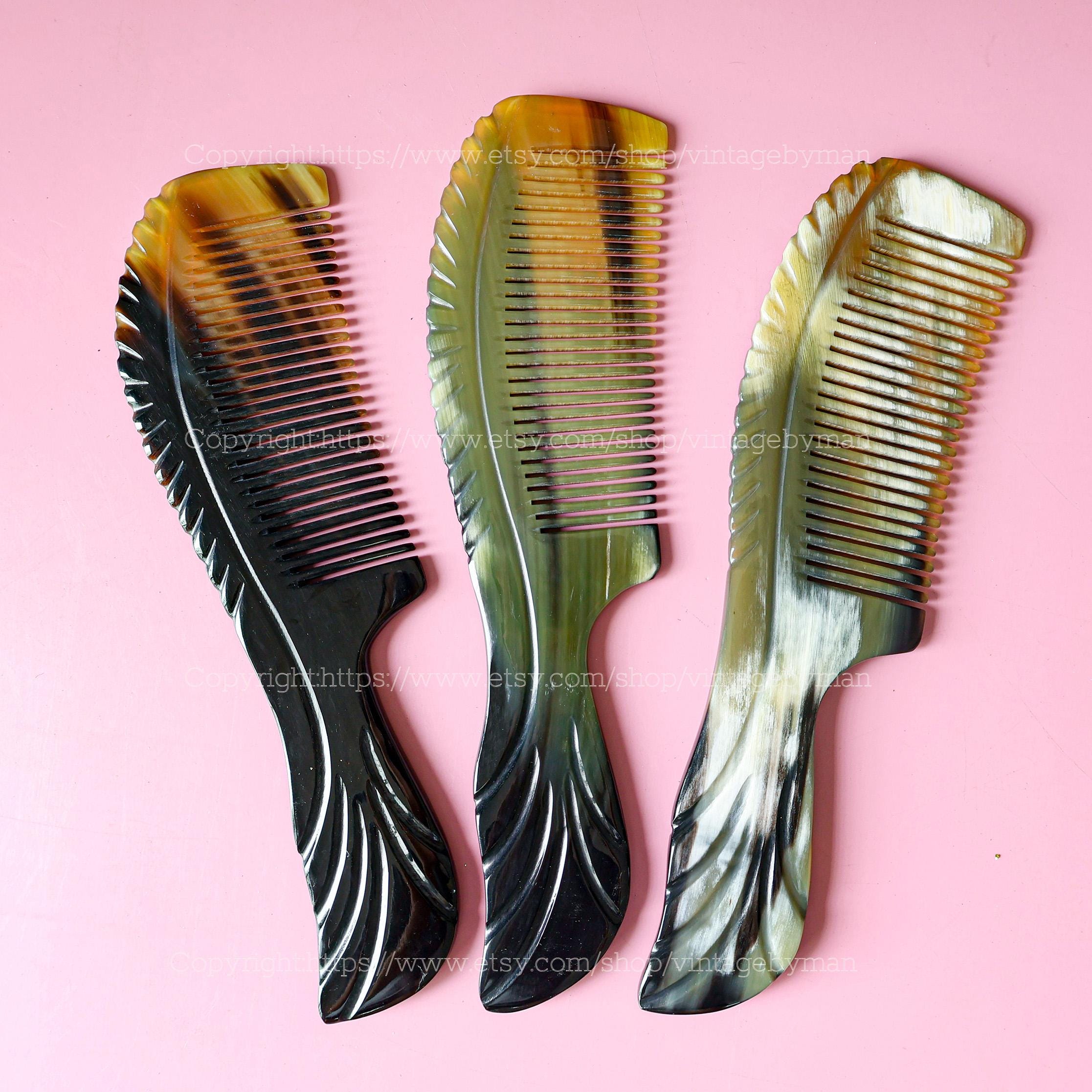 Natural Buffalo Horn Comb, Beard Comb Eco-friendly Thick Pocket Comb ...