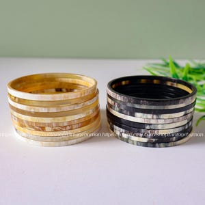 brass buffalo horn bangle バングル ブレスレット Natural Buffalo Horn Bracelet Set 07 Bangles BS05 - Etsy