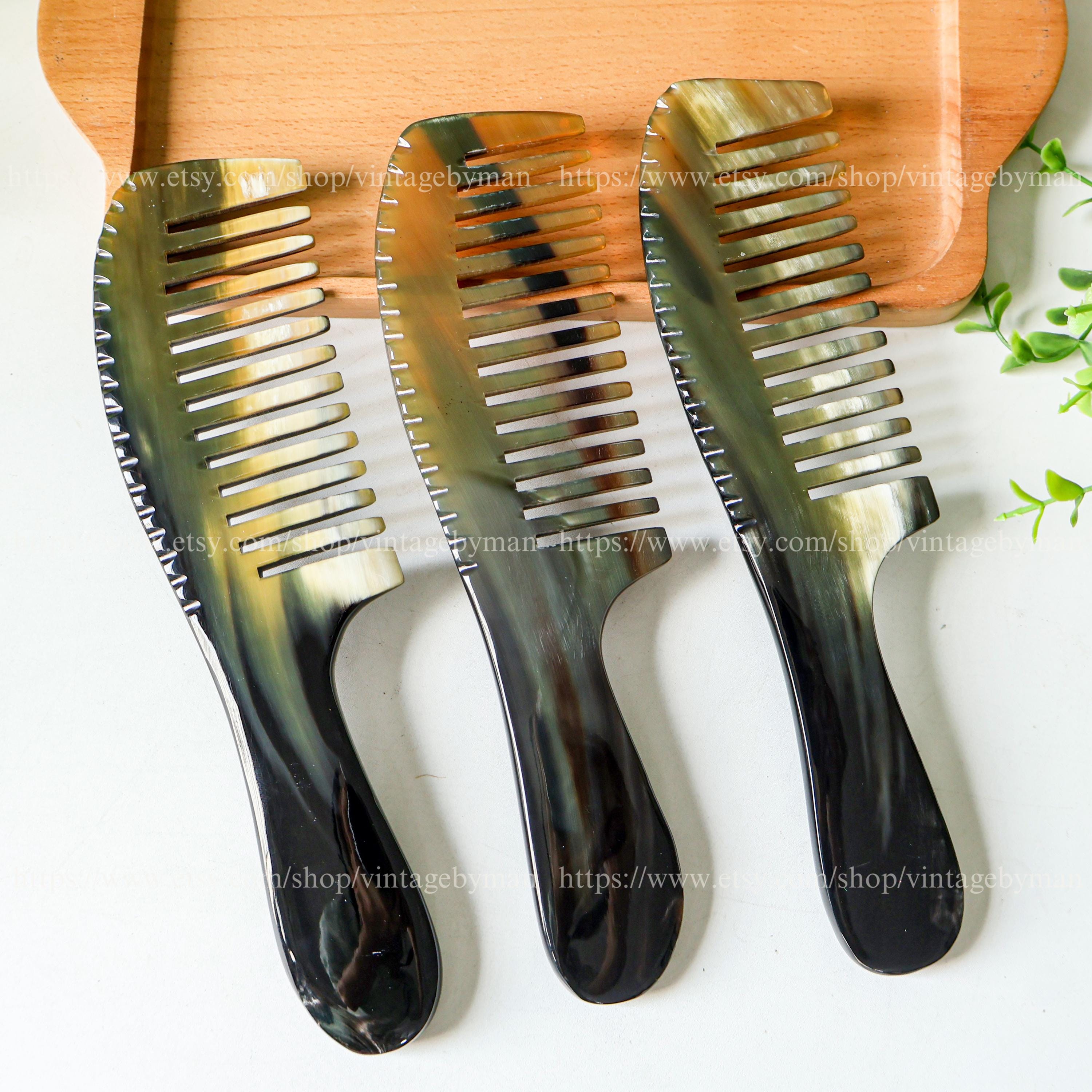 Middle Comb Handcraft Buffalo Horn Comb, Eco-friendly Wide Tooth Comb Super Thick ...