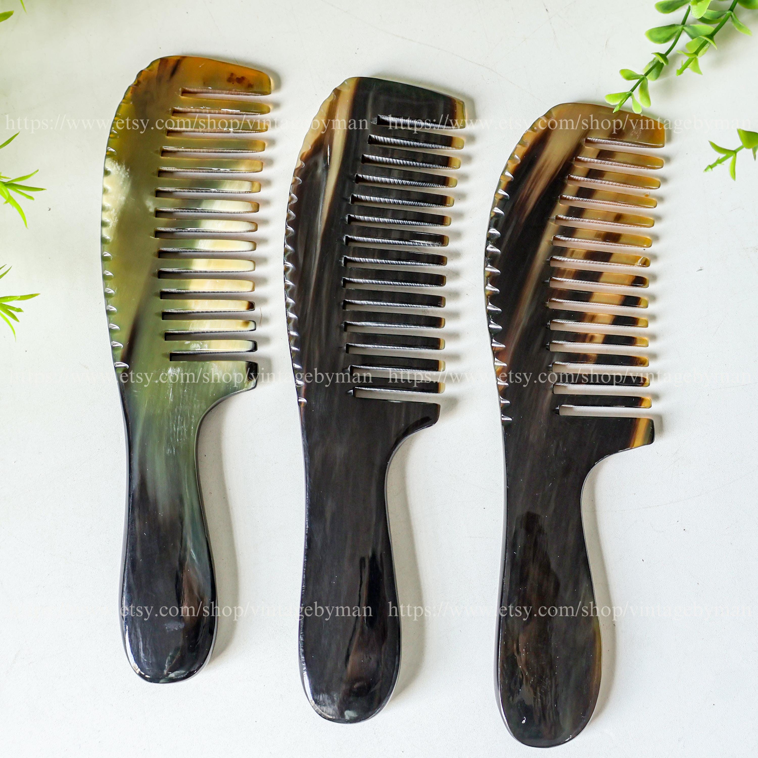 Middle Comb Handmade Natural Buffalo Horn Comb, Eco-friendly Wide Tooth Comb, Anti ...