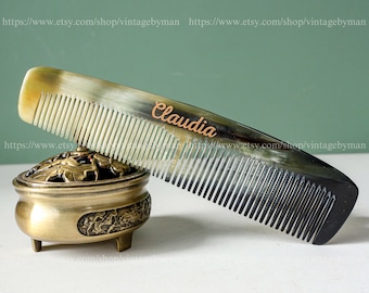 Handmade Natural Buffalo Horn Comb, Eco-Friendly 2 Styles Pocket Comb, Anti-Static Middle Ages-Inspired Design, Beards Comb A Great Gift