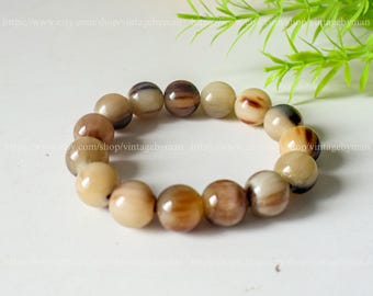 Natural Buffalo Beads Stretch Horn Bracelet, Genuine Horn Bangles, Beads Horn Bracelet, Boho Bracelet, Buffalo Horn Jewelry, Gift for her