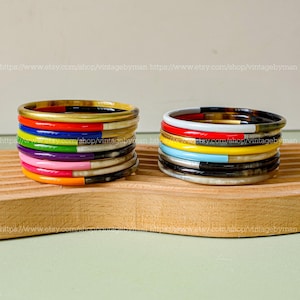 Natural Buffalo Horn Bracelet, Lacquered Real Horn Bangles, LUCKY Horn Bracelet Set, Boho Bracelet, Buffalo Horn Jewelry, Gift for her B6