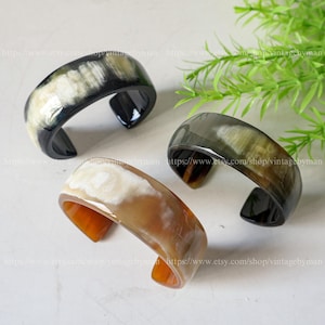 Thick Natural Buffalo Horn Gold Bracelet Set 03 Bangles