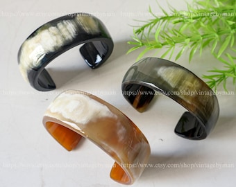 Braccialetti in vero corno, polsino largo a C, bracciale in corno di bufalo naturale, bracciale in corno, bracciale boho, gioielli in corno di bufalo, regalo per la mamma, altezza 2 cm