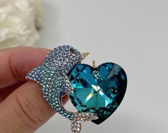 Swarovski Kristall Brosche Herz Brosche Luxuriöse Brosche Hochwertige Brosche vergoldet Brosche  Geschenk für Sie Geschenk für Mama