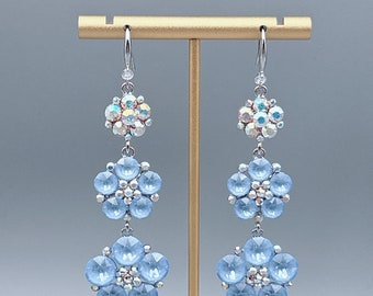 Blumen Statement Ohrringe mit Swarovski Kristall, Chandelier Ohrringe, Blumen Ohrringe, Braut Ohrringe, Hochzeitschmuck