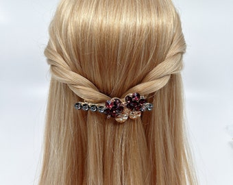 Swarovski crystal hair clip, butterflies hair clip, french hair clip, hair accessory, wedding hair clip, bridal hair clip