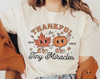 NICU Crew Fall Shirt for Neonatal Intensive Care Unit Nurse, Thankful NICU Nurse, Thanksgiving NICU Shirt, Autumn Nurse Tee, Nursing Student