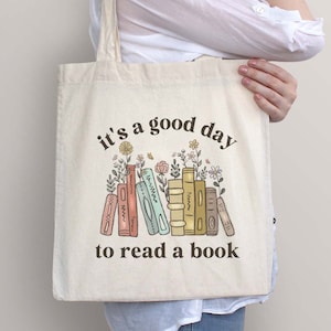 Bookish Bag, Books Tote Bag, Library Bag, Librarian Gifts, Book Lover Bag, Reading Teacher Gift, Bookworm Bag, Its a Good Day to Read a Book