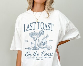 Custom Beach Bachelorette Party Comfort Color Shirts, Last Toast On The Coast, Personalized Bach Merch, Bridal Party Gifts, Beach Bride