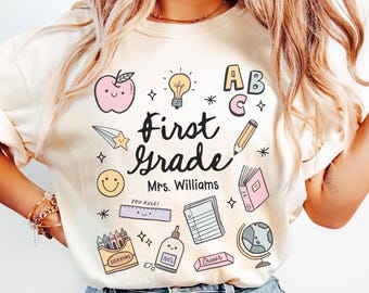 Custom First Grade Teacher Comfort Colors® Shirt, First Grade Dream Team Shirt, Personalized 1st Grade Teacher, Back to School Teacher Gifts