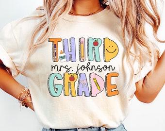 Custom Third Grade Teacher Comfort Colors® Shirt, Third Grade Dream Team Shirt, Personalized 3rd Grade Teacher, Back to School Teacher Gifts