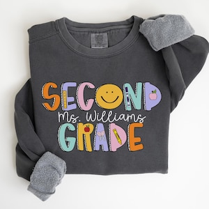 Custom Second Grade Teacher Comfort Colors Sweatshirt, Second Grade Team Shirts, Personalized 2nd Grade Teacher Gift, Back to School Teacher