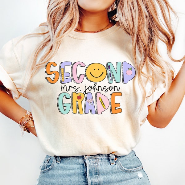 Custom Second Grade Teacher Comfort Colors® Shirt, Second Grade Dream Team Shirt, Personalized 2nd Grade Teacher Gift, Back to School Teach