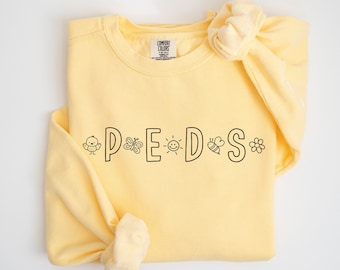 Pediatric Nurse Comfort Colors® Sweatshirt PEDS Nurse Crewneck Pediatrics Nurse Gift Nurse RN Grad Sweater Peds Er Nursing School Sweater