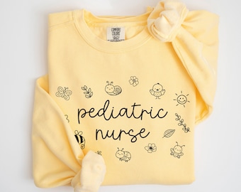 Pediatric Nurse Comfort Colors® Sweatshirt PEDS Nurse Crewneck Pediatrics Nurse Gift PICU Nurse Sweater Peds Er Nurse Shirt Nursing School