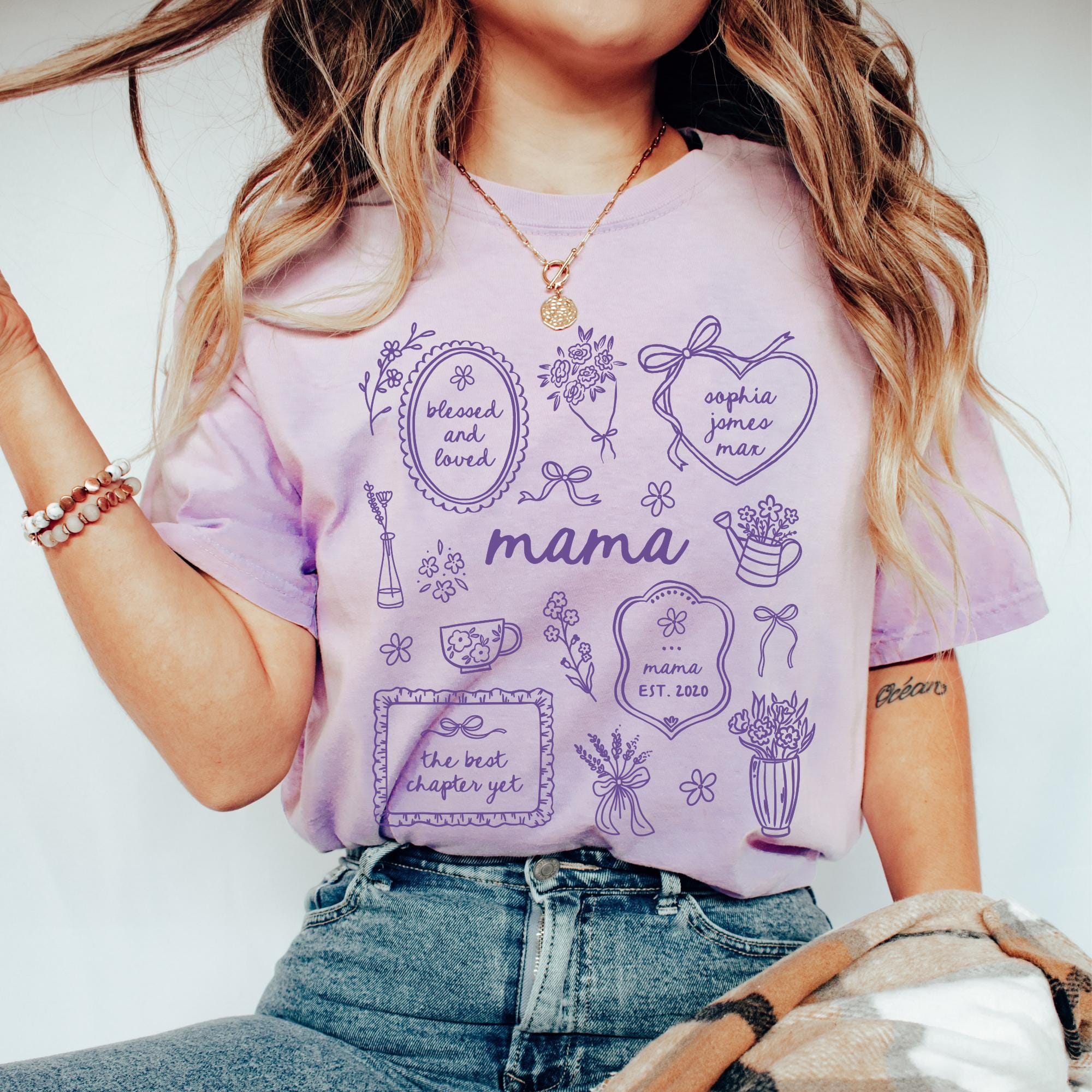 Mama Color:blue Personalized Mama Comfort Colors Shirt With Kid Names - Etsy