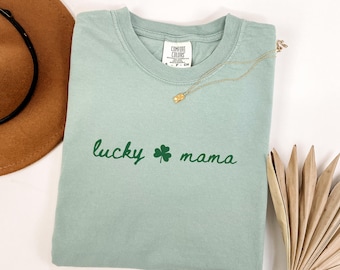 Lucky Mama St Patricks Day Shirt, Comfort Colors® Lucky Mama Shirt, Mama Shamrock Shirt, One Lucky Mama Tshirt, Lucky Mom Shirt, Mom Gifts