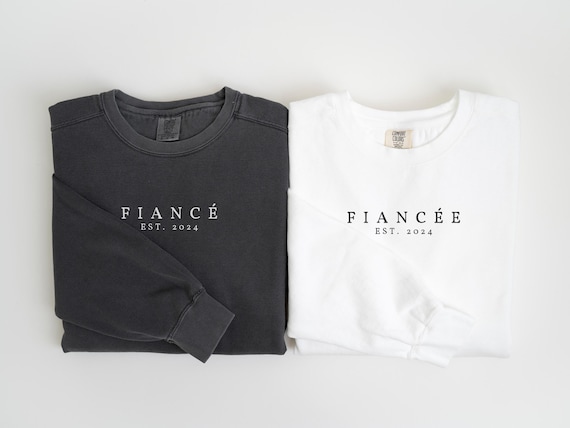 Custom Fiance and Fiancee Comfort Colors Sweatshirt, Engagement Gift, Future Mr and Mrs, Newly Engaged, Gift for Fiancee, Fiance Crewneck