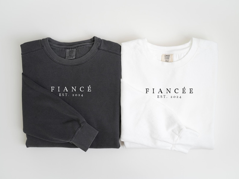 Custom Fiance and Fiancee Comfort Colors Sweatshirt, Engagement Gift, Future Mr and Mrs, Newly Engaged, Gift for Fiancee, Fiance Crewneck