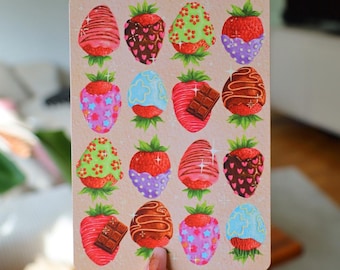 Strawberry Postcard A6 • Valentine’s Day Card • Birthday Card • Cute Illustration • Love Gift Idea • Mailable Postcard