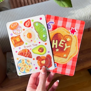Brunch Postkarten Set A6 · 2er Karten Set · Bunte Frühstück Illustration · Geschenk für Brunch Liebhaber · Deko Karte zum Verschicken