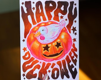 Happy Duck'Oween Postcard • Halloween Duck • A6 Size • Glossy