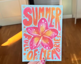 Summer Postcard • A6 Size • Colorful Illustration • Textured Paper