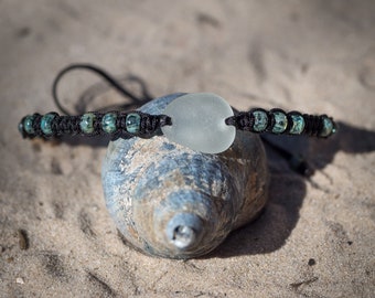 Bracelet de cheville en verre de mer "Northern Lights" avec perle coulissante