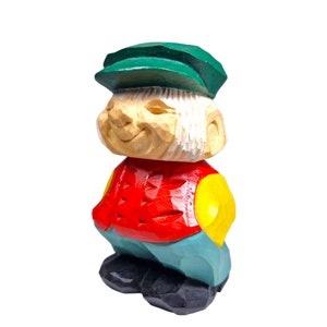 Vintage Wood Carving - Farmer figurine, Scandinavian wood carving art, Collectable Wooden Sculpture with signature, Katrineholm wood carving