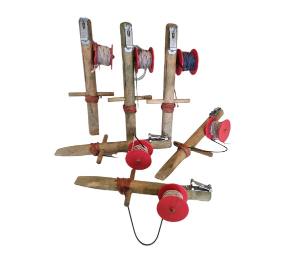 Vintage Ice Fishing Rod Wooden Tip up Ice Fishing Etsy