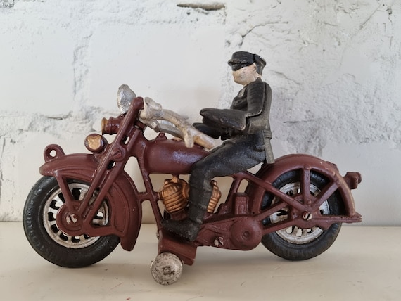 Pilote de policier de moto en fonte Hubley Harley Davidson vintage