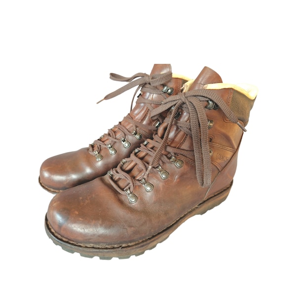 bottes en cuir vintage EU SIZE 43 / UK 11, Bottes de randonnée à la cheville marron, Bottes de camping, Sentier de montagne Meindl