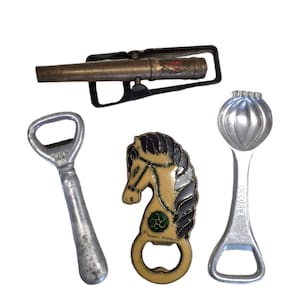 Vintage bottle openers, bottle opener collection, Set of 4 vintage bottle openers, Vintage Barware