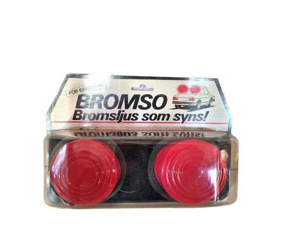 Vintage Auto Bremsleuchte für das Rückfenster, Made in Sweden by Bromso  Bromsljus som syns, rote Fenster Bremslichter im Originalkarton -   Österreich
