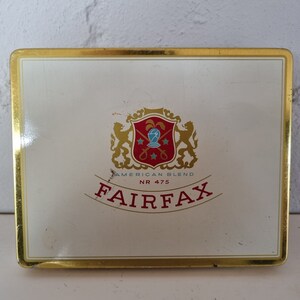 Vintage Fairfax american blend tabacco scatola di latta, scatola di sigarette Fairfax, scatola di latta per sigaretta NR 475, svedese tobakdmonopolet