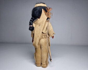 VINTAGE 1960s Native American Indian Doll, Handmade Costume