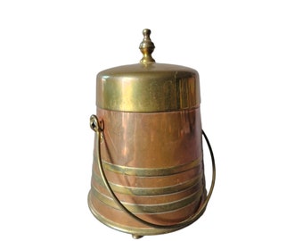 Kupfer Messing Behälter mit Deckel, kleine Vintage Tee Vorratsdose, Kanister mit Messingüberzug.