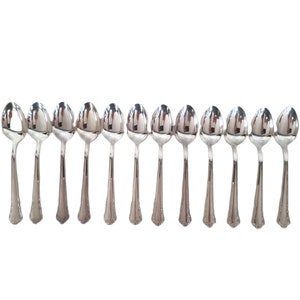 Cucharas de té de metal pequeñas vintage, cucharas de cubiertos GABEX PNSALP Suecia de metal plateado, cucharas de café vintage, juego de 12 cucharas de té